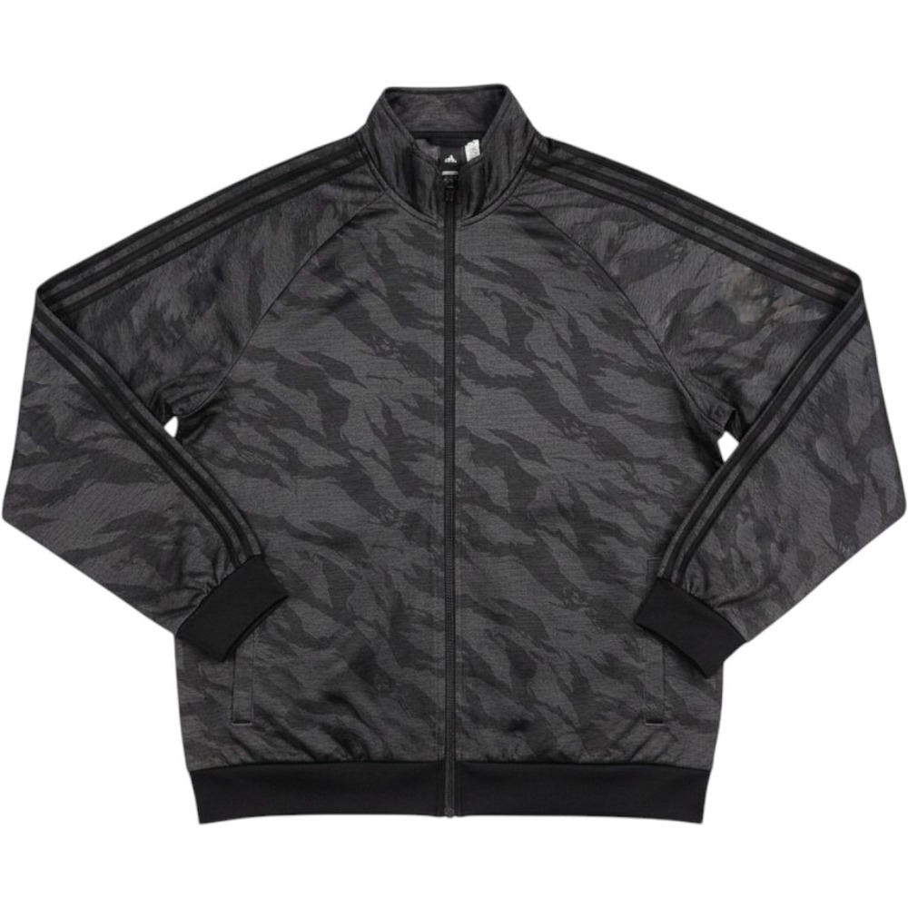 Adidas Track Jacket XL Grey Black Camo Tiger Stripe Full Zip Sporty Streetwear